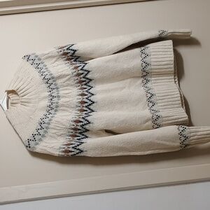 Cozy Atelier Nicole Miller Cream Patterned Women's Sweater